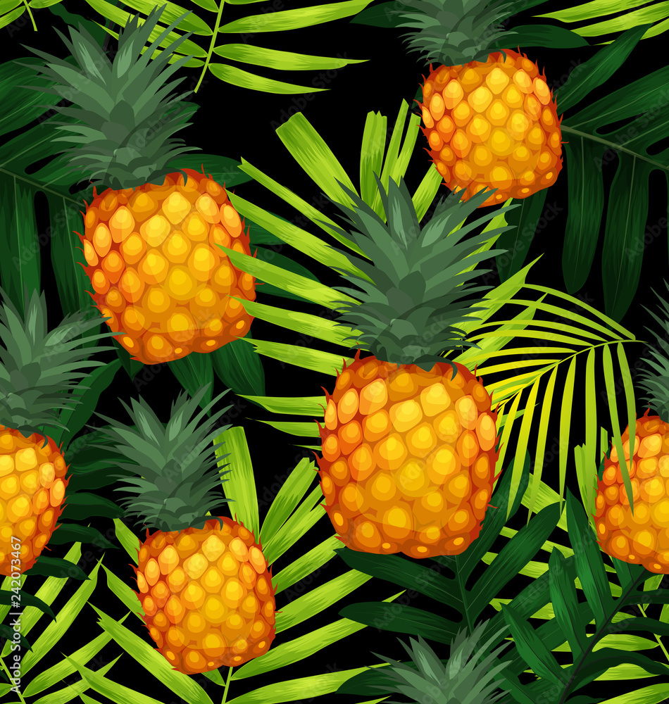 Wall mural pineapples seamless patter3