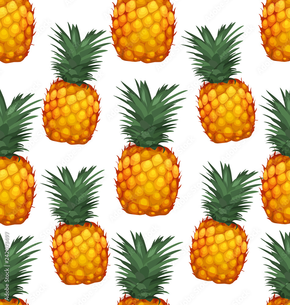 Wall mural pineapples seamless patter7