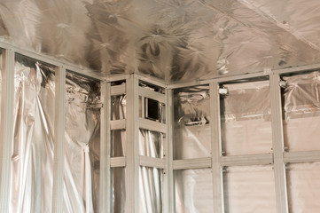 Repair in room, covering vapor barrier term membrane