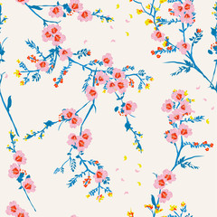 Softy sweet pink oriental flower seamless pattern vector for fashion fabric and all prints