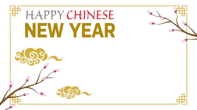 Chinese New year animation, Cherry blossom and greeting word motion graphics