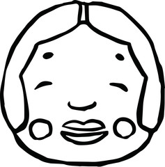 Hand drawn Japanese god of wealth outline