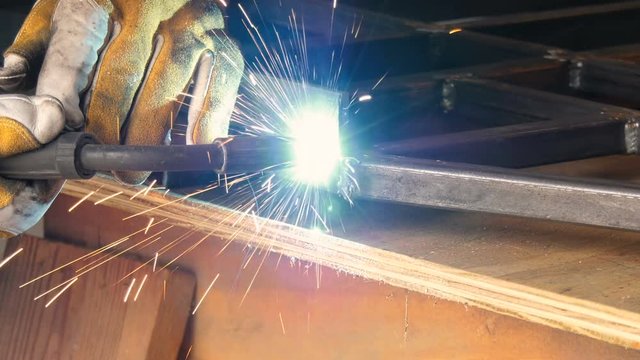 Close up of mig welding on metal