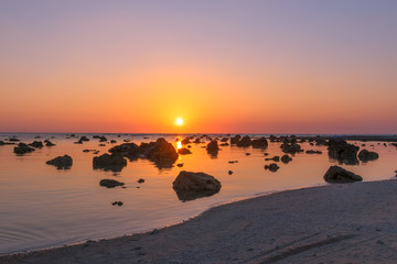 Landscape sunset at Cape Coral  in the Andaman sea at Phang Nga,Southern of Thailand