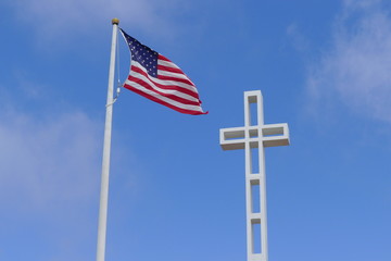 Flag and Concrete Cross