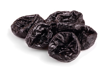 Dried plum - prunes isolated on a white background