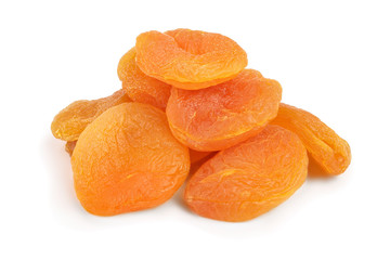 Dried apricots isolated on white background closeup