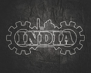 India word build in gear. Heavy industry relative image