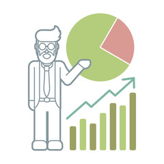 Businessman presentation , profit successful company, meeting chart graphic vector
