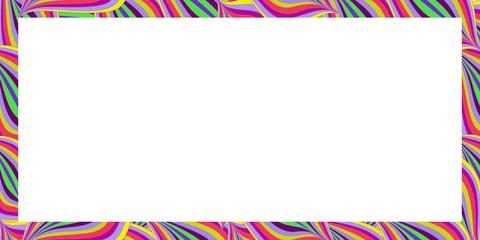 Bright colorful rectangle border. Summer pattern with abstract waves or leaves