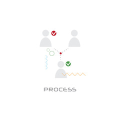 business teamwork organization scheme user group network process concept flat style isolated