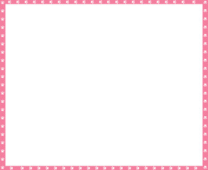   pink and white frame made of animal paw prints copy space