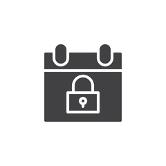 Safety day calendar page vector icon. filled flat sign for mobile concept and web design. Calendar with padlock simple solid icon. Symbol, logo illustration. Pixel perfect vector graphics