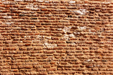 Red old worn brick wall texture background Vintage effect.