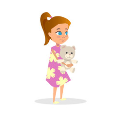 Cute Redhead Girl Cartoon Vector Flat Illustration