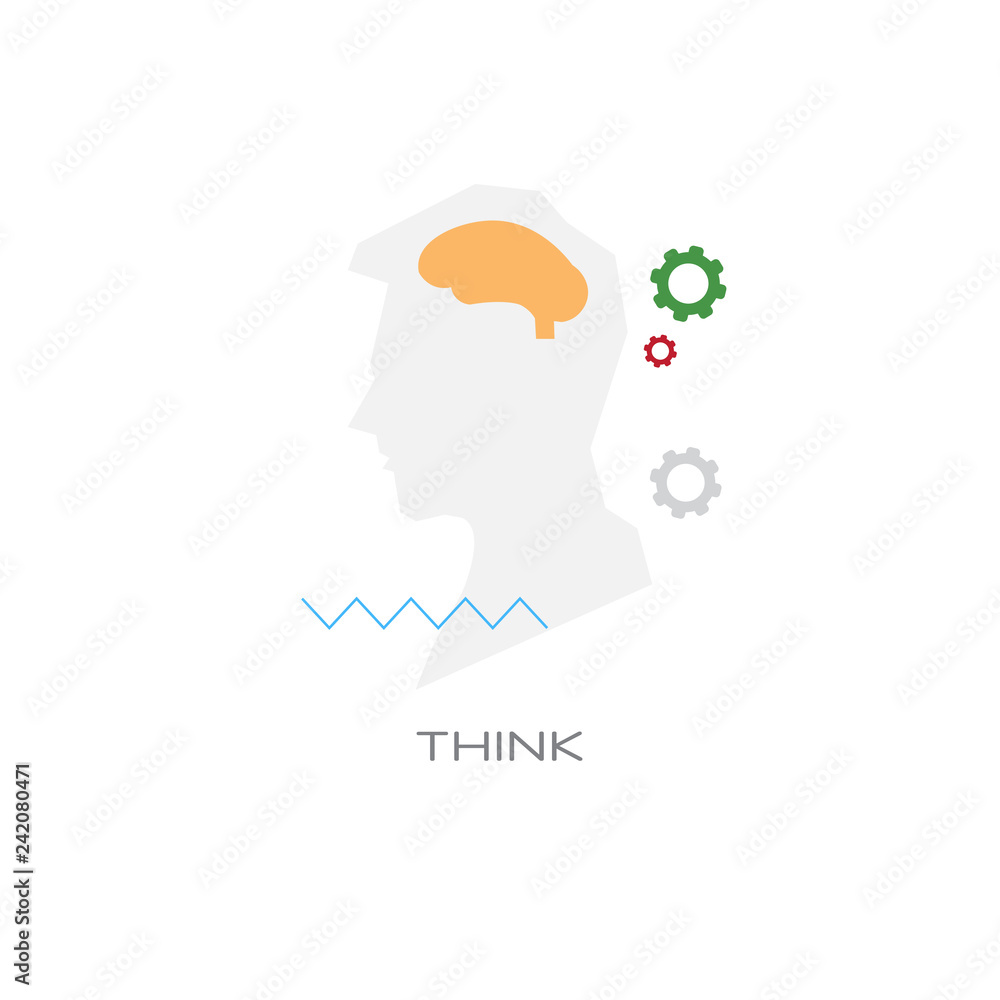 Poster creative imagination process think new idea brainstorming concept line style isolated