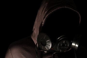 Gas mask on a black background.