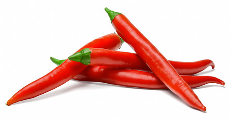 Red hot chili pepper on white isolated background