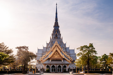 Fototapeta na wymiar Grand architecture of Wat Sothon Wararam Worawihan, Chachoengsao, Thailand.