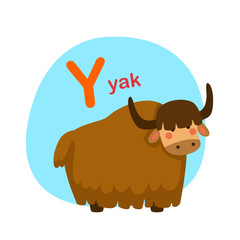 Illustration isolated alphabet letter y-yak vector illustration