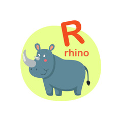 Illustration isolated alphabet letter r-rhino vector illustration