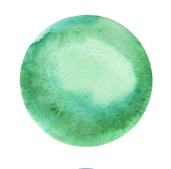 Obraz premium Round abstract watercolor green background with a radial gradient. Hand-drawn paper illustration