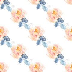 Vintage Painted Floral Pattern Background. Seamless Flowers Background for Fashion Design