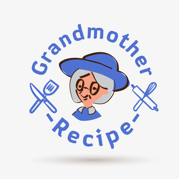 grandmother recipe logo template. logo for restaurant or homemade cooking - vector