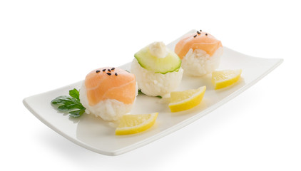 Salmon and Cucumber Sushi Balls or Temarizushi