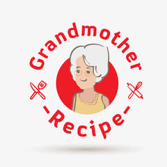 grandmother recipe logo template. logo for restaurant or homemade cooking - vector