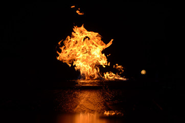 The flames of a fire fountain, captured with short exposure