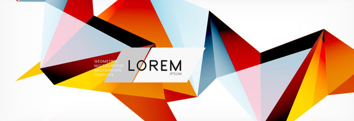 3d card on light backdrop. Abstract triangle pattern. Futuristic geometric background.