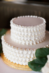 Obraz na płótnie Canvas beautifully decorated wedding cake waiting to be eaten