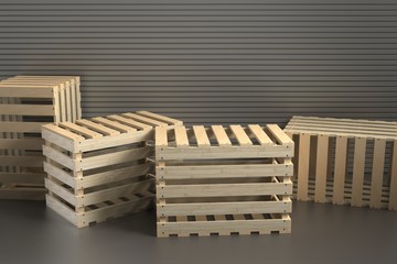 3d render wooden box background