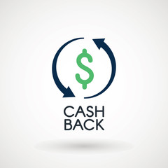 Cash back icon. Symbol is return of Money. Sign of a refund of dollars. Business vector illustration - Vector
