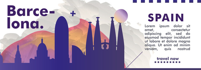 Spain Barcelona skyline city gradient vector banner