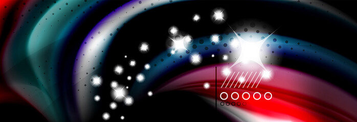 Rainbow color fluid wave lines flow poster. Wave Liquid shapes design