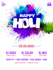 Colorful grunge effect on white background for holi festival celebration template design.