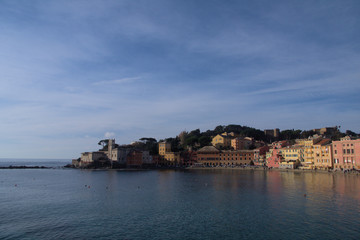 Fototapeta na wymiar view of baia del silenzio italy,tourism,bay,mediterranean,sky,blue,panorama,travel,water