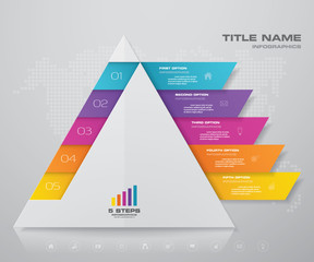 5 steps pyramid with free space for text on each level. infographics, presentations or advertising. EPS10.