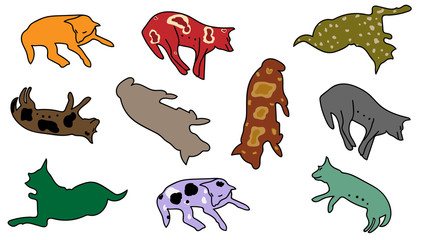 Colorful Sleeping Dogs on white vector