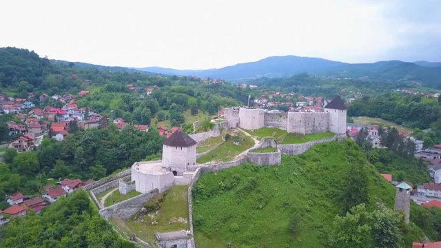 Tesanj castle flying around lower 