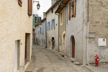 Fototapeta na wymiar Old houses of Laruns, French Pyrenees