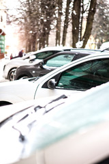 Obraz premium Winter city parking.