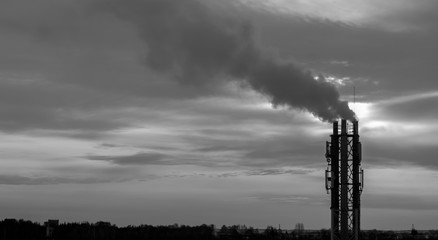 pipes from which there is smoke, environmental pollution, ecology, background 