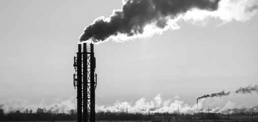 pipes from which there is smoke, environmental pollution, ecology, background 