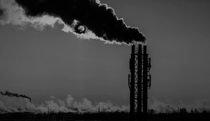 pipes from which there is smoke, environmental pollution, ecology, background 