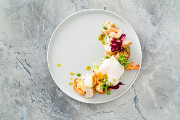 salad with grilled chicken and shrimps