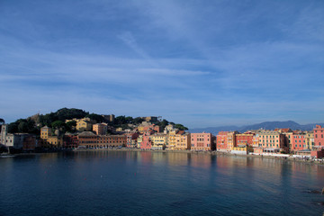 Fototapeta na wymiar view of baia del silenzio italy,Sestri Levante,tourism,travel,bay,sea,calm,sky,blue,panorama,coast,beach