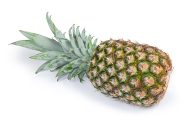 Whole fresh pineapple on a white background